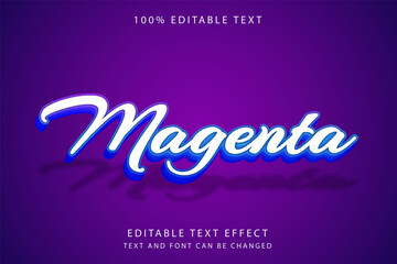 Magenta,3 dimension Editable text effect purple gradation blue handwriting style