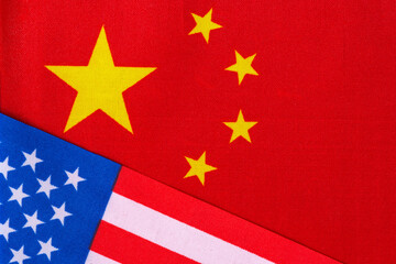 Fragments of the state flags of the USA and China