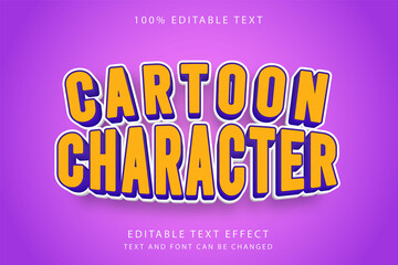 Cartoon character,3 dimension Editable text effect orange gradation purple cartoon style