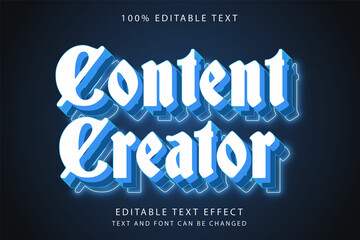 Content creator,3 dimension Editable text effect blue gradation layers neon style
