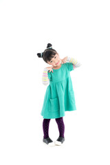 Cute little children with fresh Asian faces dressed in fashion, going out, posing, cute and bright, looking happy and fun.