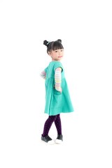 Cute little children with fresh Asian faces dressed in fashion, going out, posing, cute and bright, looking happy and fun.