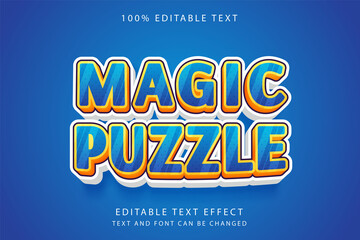 Magic puzzle,3 dimension editable text effect blue gradation yellow orange purple comic style effect