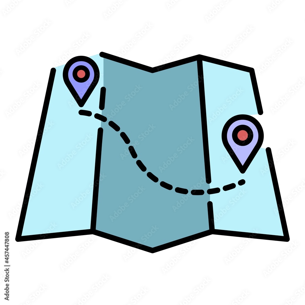 Poster rafting map route icon. outline rafting map route vector icon color flat isolated on white