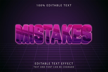Fototapeta premium Mistakes,3 dimension editable text effect pink gradation purple futurist effect style