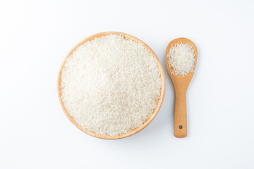 An Asian working man in an office suit is standing to check the clipboard job information with a committed face, on white background, with copy space.