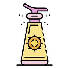 Sunscreen dispenser icon. Outline sunscreen dispenser vector icon color flat isolated on white