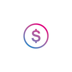 Money coin outline gradient icon vector