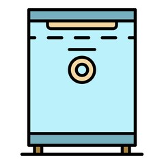 Small hotel freezer icon. Outline small hotel freezer vector icon color flat isolated on white