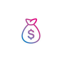 Money bag outline gradient icon vector
