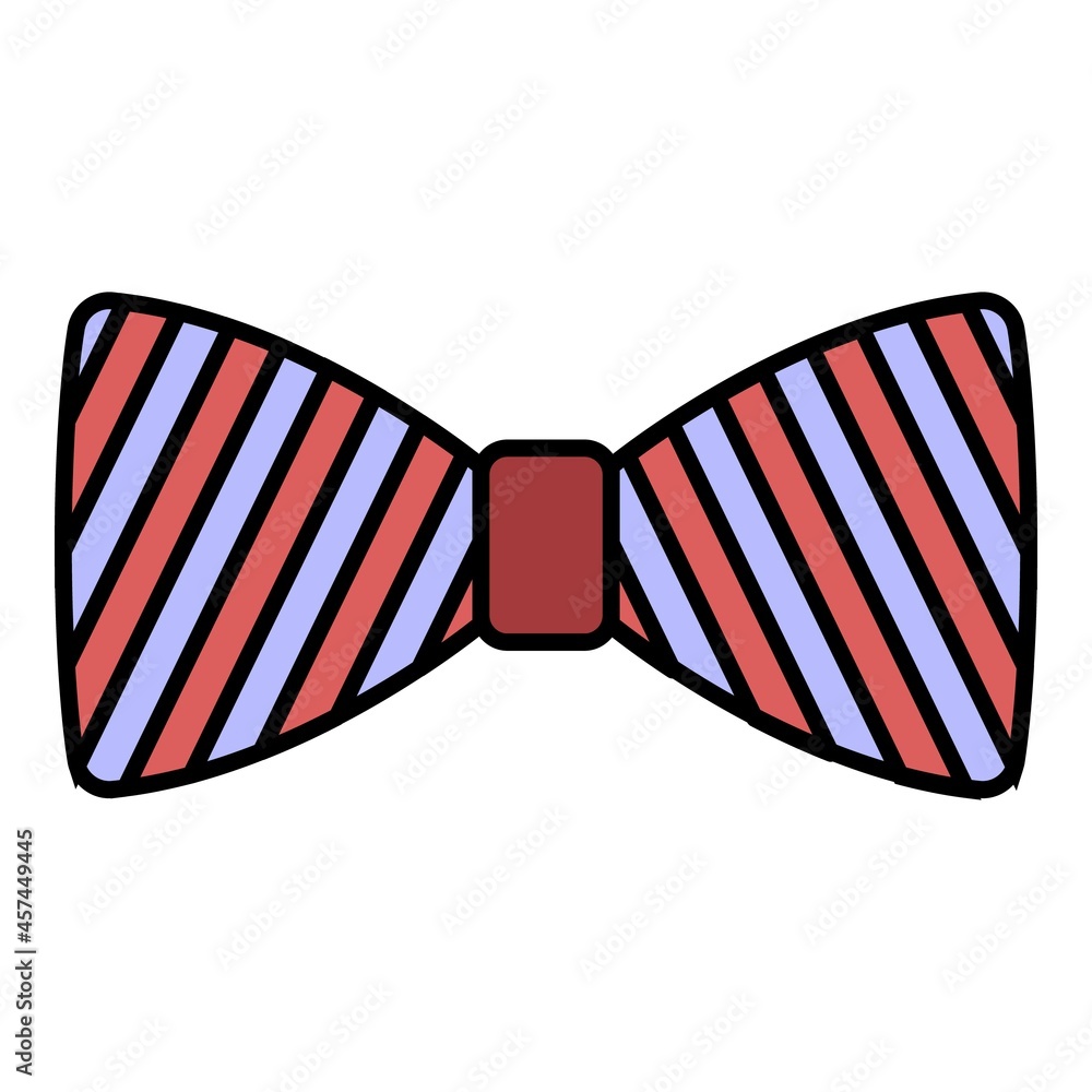 Poster Striped bow tie icon. Outline striped bow tie vector icon color flat isolated on white - Posters
