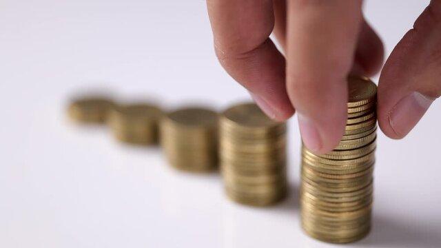 Increase your savings, Stacking of coin with hand