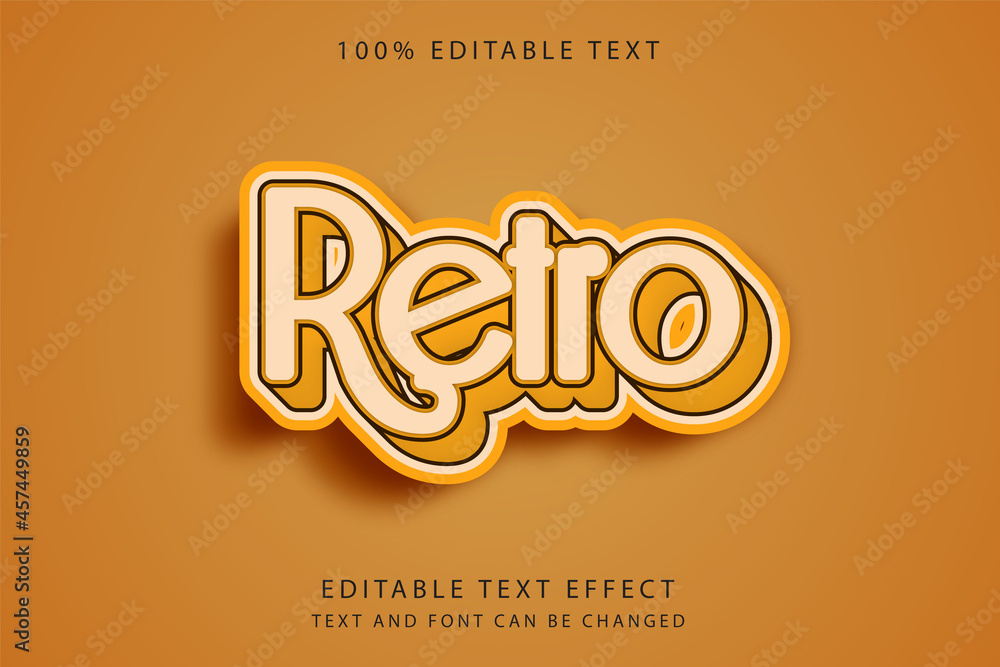 Fototapete retro,3 dimension editable text effect yellow gradation retro style effect