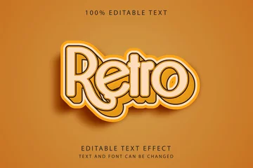 Afwasbaar Fotobehang Retro compositie Retro,3 dimension editable text effect yellow gradation retro style effect