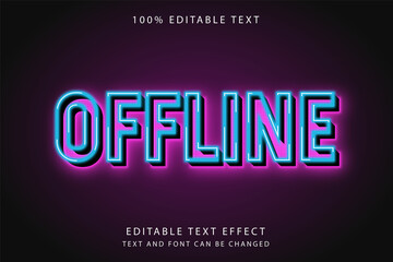 Offline,3 dimension editable text effect blue gradation pink neon style effect