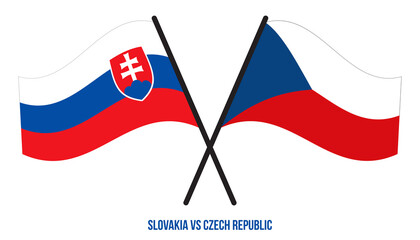 Slovakia and Czech Republic Flags Crossed And Waving Flat Style. Official Proportion. Correct Colors