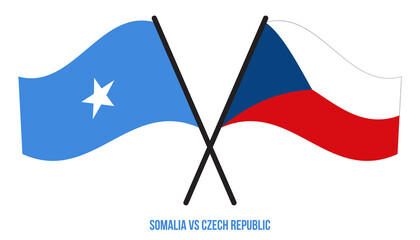 Somalia and Czech Republic Flags Crossed And Waving Flat Style. Official Proportion. Correct Colors.