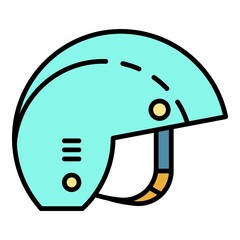 Snowboard helmet icon. Outline snowboard helmet vector icon color flat isolated on white