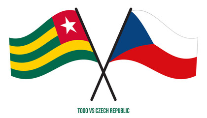 Togo and Czech Republic Flags Crossed And Waving Flat Style. Official Proportion. Correct Colors.