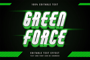 Green force,3 dimension Editable text effect white green neon layers style effect