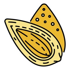 Almond icon. Outline almond vector icon color flat isolated on white