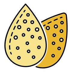 Clean almond nut icon. Outline clean almond nut vector icon color flat isolated on white