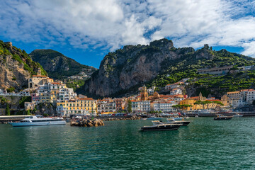 Fototapeta na wymiar The Italian city of Amalfi - the historical, cultural and tourist center of the Amalfi coast