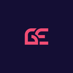 Simple and minimalist geometric overlapping letter GE monogram initial logo