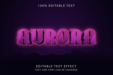 Aurora,3 dimension editable text effect modern pink gradation neon text style