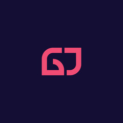 Simple and minimalist geometric overlapping letter GJ monogram initial logo