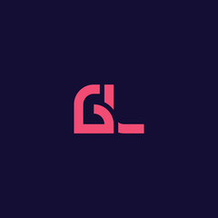 Simple and minimalist geometric overlapping letter GL monogram initial logo