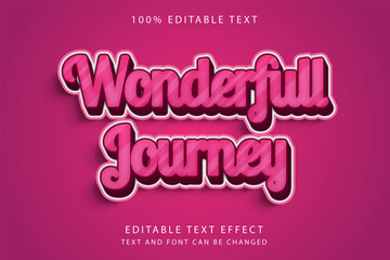Wonder full journey,3 dimension editable text effect modern pink gradation cute text style