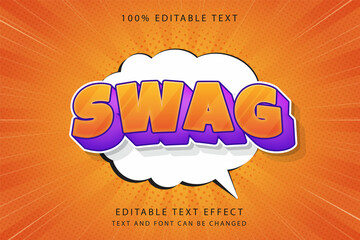 swag,3 dimension editable text effect modern yellow gradation purple game text style