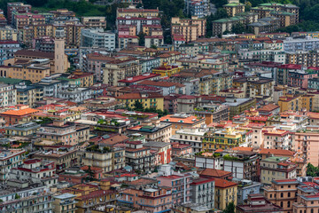 Fototapeta na wymiar Densely populated areas of the Italian city of Salerno.