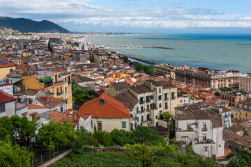 Naklejka na ściany i meble Aerial view of the Italian city of Salerno.