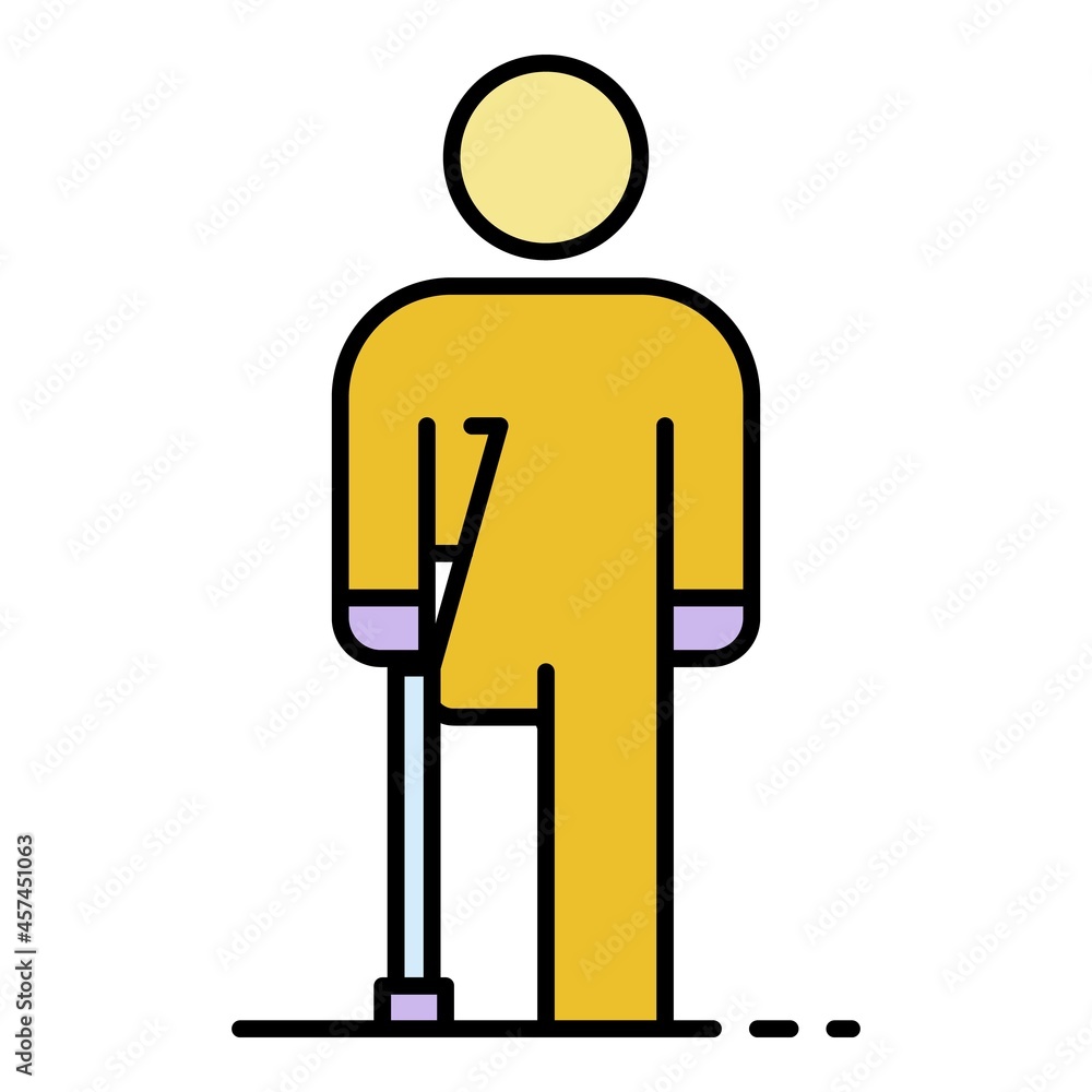 Poster man invalid amputated leg icon. outline man invalid amputated leg vector icon color flat isolated on