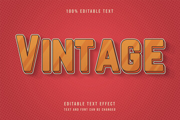 vintage,3 dimension editable text effect red gradation retro style effect