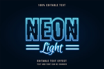 neon light,3 dimension editable text effect blue gradation neon text effect