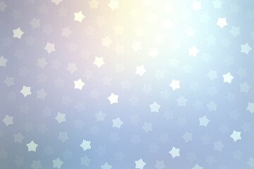 Shiny stars on airy light blue holographic background. Christmas glittering illustration.