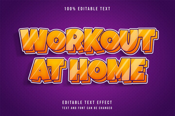 workout at home,3 dimension editable text effect modern yellow gradation purple cartoon text style