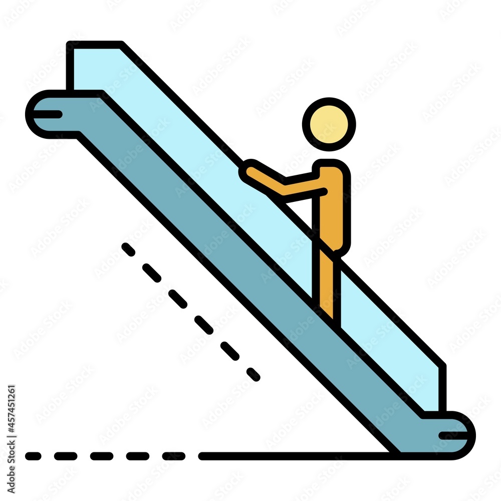 Aufkleber man up escalator icon. outline man up escalator vector icon color flat isolated on white