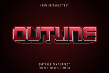 outline,3 dimension editable text effect red gradation neon text effect