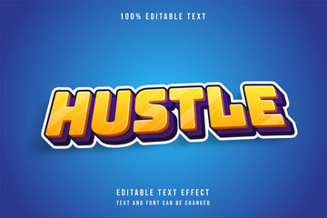 hustle,3 dimension editable text effect yellow gradation purple layers text effect