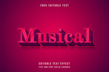 musical,3 dimension editable text effect purple gradation pink style effect