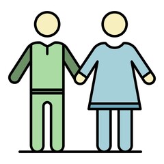 Senior couple icon. Outline senior couple vector icon color flat isolated on white