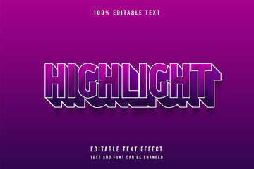 Fototapeta premium Highlight,3 dimension editable text effect pink gradation purple style effect