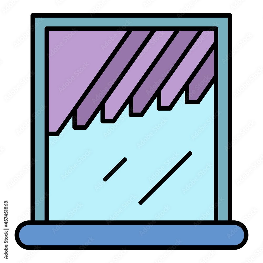 Poster window shade icon. outline window shade vector icon color flat isolated on white