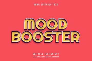 mood booster,3 dimension editable text effect purple gradation yellow style effect
