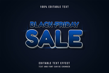 black friday sale,3 dimension editable text effect blue gradation grey shadow style effect