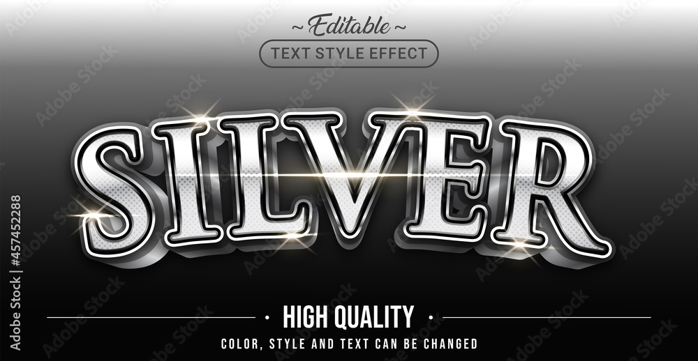 Poster Editable text style effect - Silver text style theme.